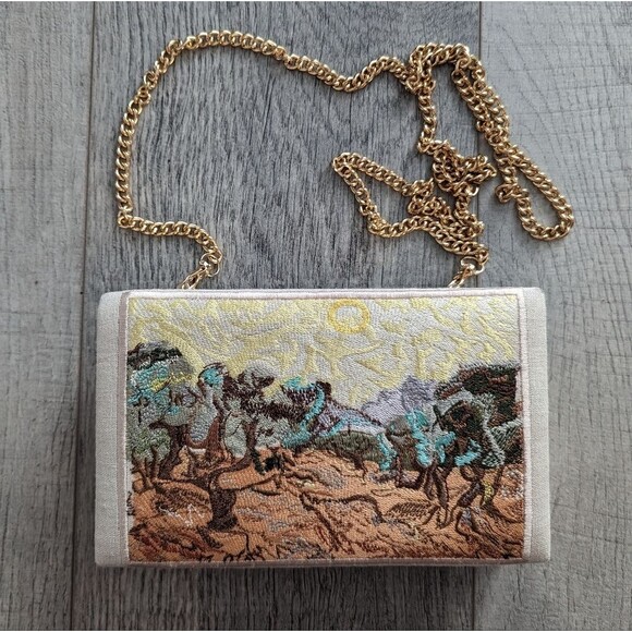 Unbranded Handbags - Embroidered Clutch Crossbody Purse Bag Olive Trees by Van Gogh Handcrafted